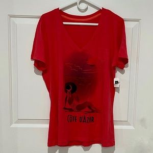 NWT Women’s Gap V-Neck Pocket Graphic Tee Size:XL